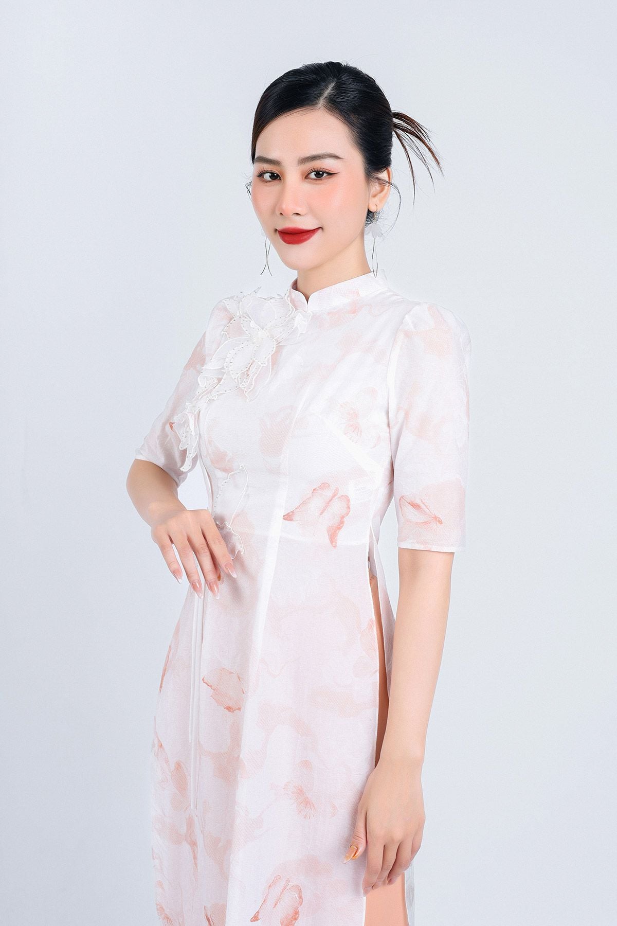 BDQ50085 - Quần áo dài vải lụa dáng đứng ống rộng khóa thân trước thân sau có chun co dãn