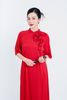 BDA50162 - Áo dài truyền thống vải lụa tằm dáng suông cổ tàu tay lỡ thân áo đính hoa 3D trang trí khoá thân sau - PANTIO