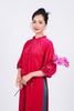 BDA50168 - Áo dài dáng suông vải nhung cổ tròn tay lửng ngực áo đính khuy bọc tạo kiểu thân áo phối tua rua thời trang - PANTIO