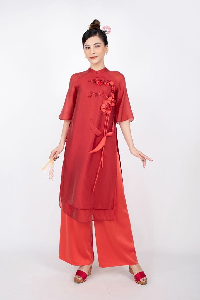 BDQ50085 - Quần áo dài vải lụa dáng đứng ống rộng khóa thân trước thân sau có chun co dãn