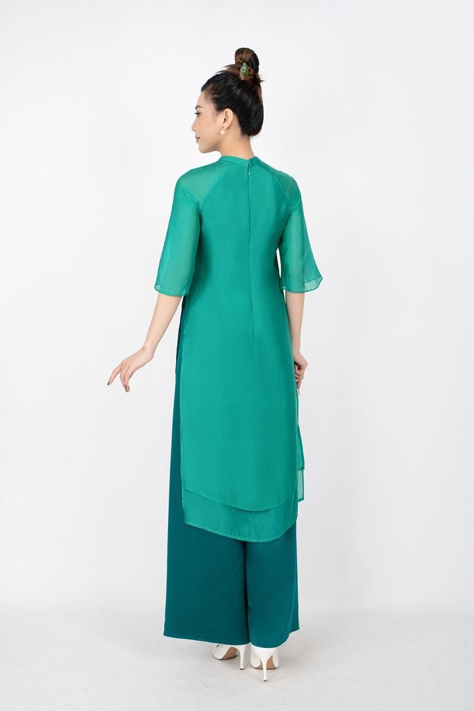 BDQ50085 - Quần áo dài vải lụa dáng đứng ống rộng khóa thân trước thân sau có chun co dãn