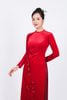BDA90169 - Áo dài truyền thống vải nhung dáng ôm cổ tròn thân đính hoa 3D cao cấp - PANTIO