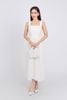 BDC93232 - Đầm công sở vải thô dày dáng hai dây suông eo đính vạt lệch bất đối xứng - PANTIO