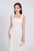 BDC93232 - Đầm công sở vải thô dày dáng hai dây suông eo đính vạt lệch bất đối xứng - PANTIO