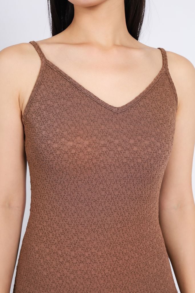 BDD93249 - Đầm hai dây dạo phố vải thô chun dáng suông thân váy suông dài - PANTIO