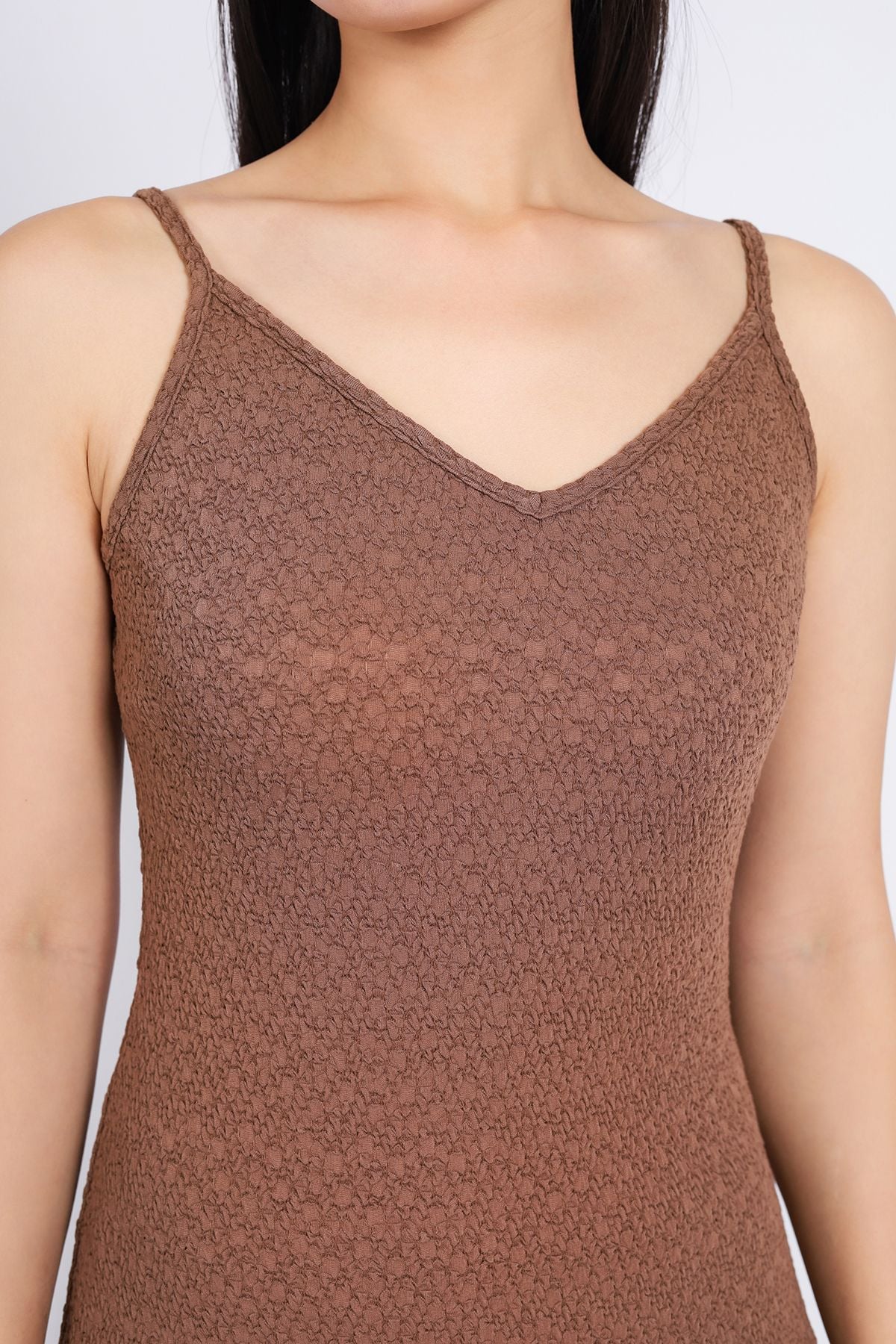 BDD93249 - Đầm hai dây dạo phố vải thô chun dáng suông thân váy suông dài - PANTIO