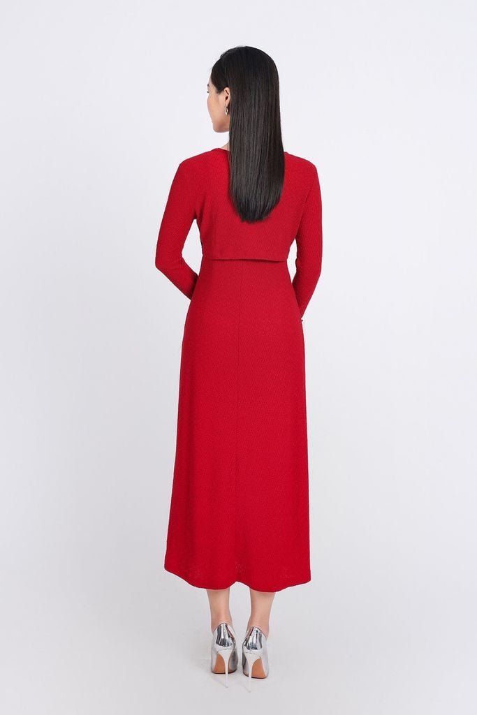 BAT93271 - Áo khoác mỏng vải thô chun co giãn dáng croptop cổ chữ V thắt dây nơ - PANTIO