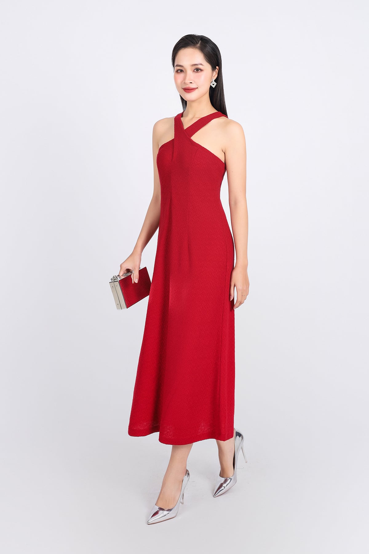 BDP93271 - Đầm dạo phố vải thô chun dáng suông cổ kiểu không tay thân váy suông dài - PANTIO