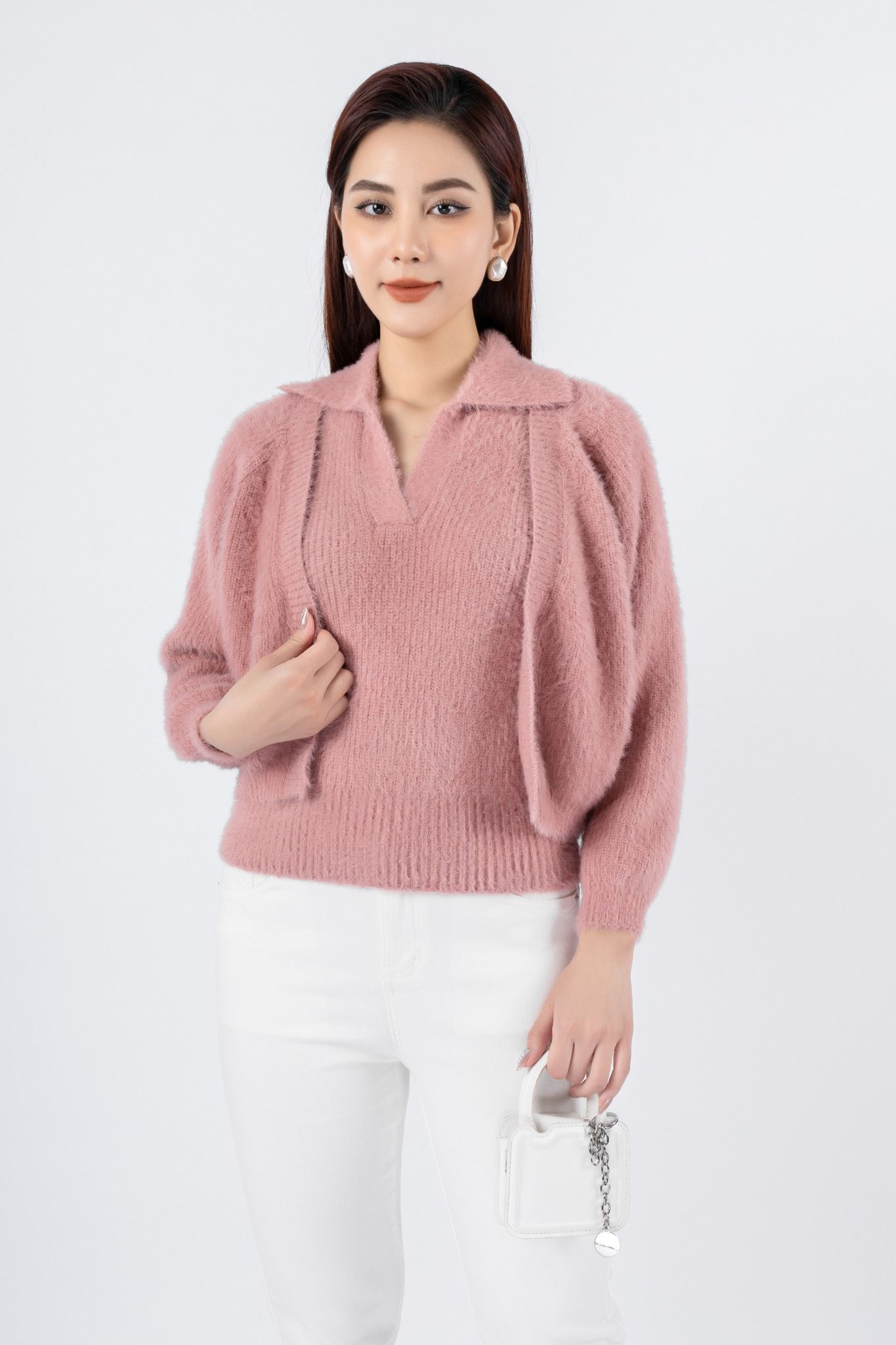 BKL393 - Áo khoác len lông cao cấp dáng croptop bom nhẹ tay dài - PANTIO