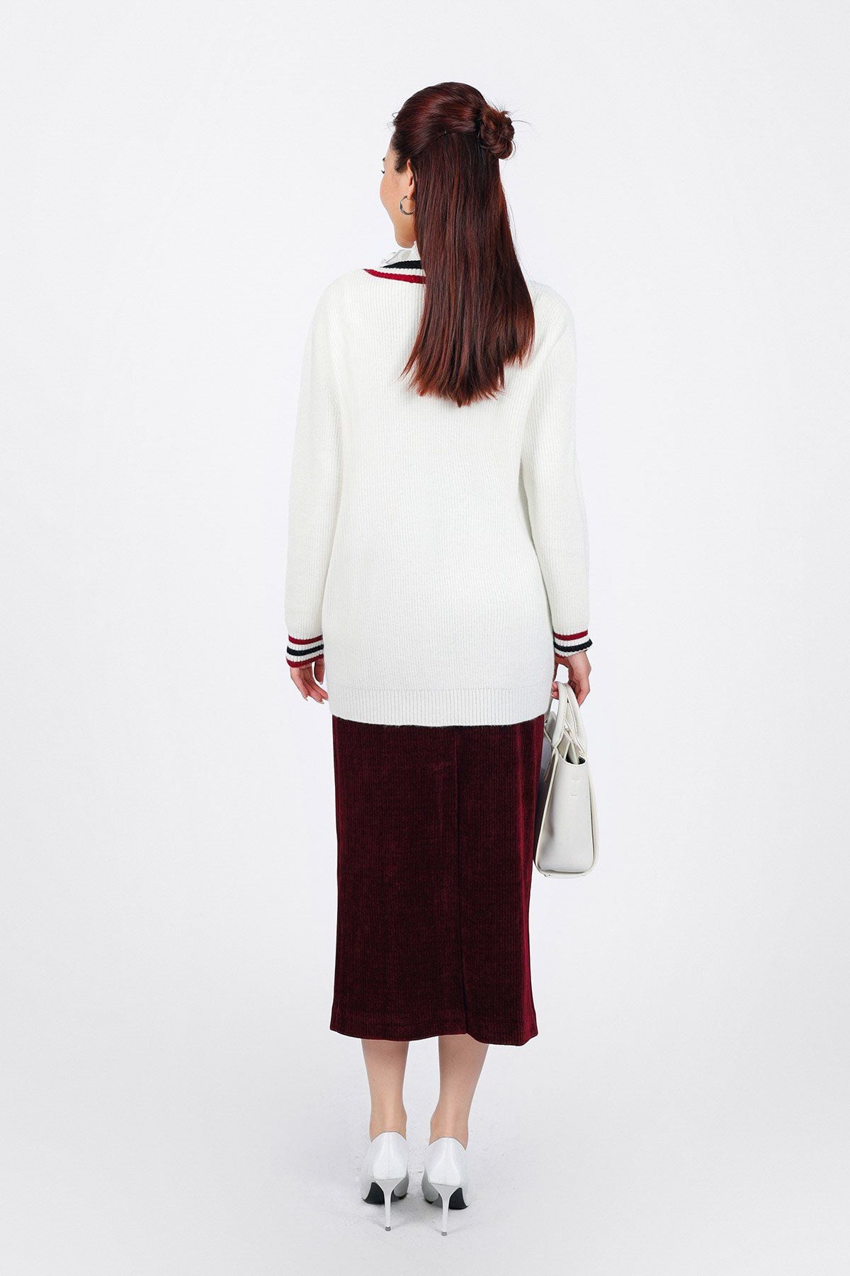 BKL469 - Áo khoác len cardigan cao cấp dáng suông cổ V sâu có túi hoạ tiết viền kẻ thời trang - PANTIO