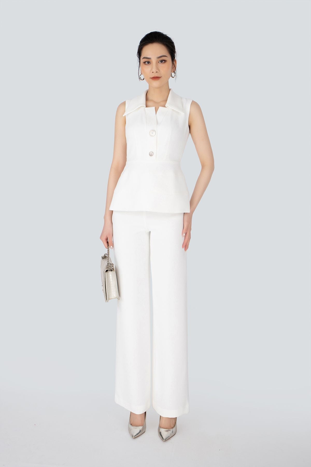 BQD32588 - Quần công sở vải phi cát dáng suông cạp rời - PANTIO