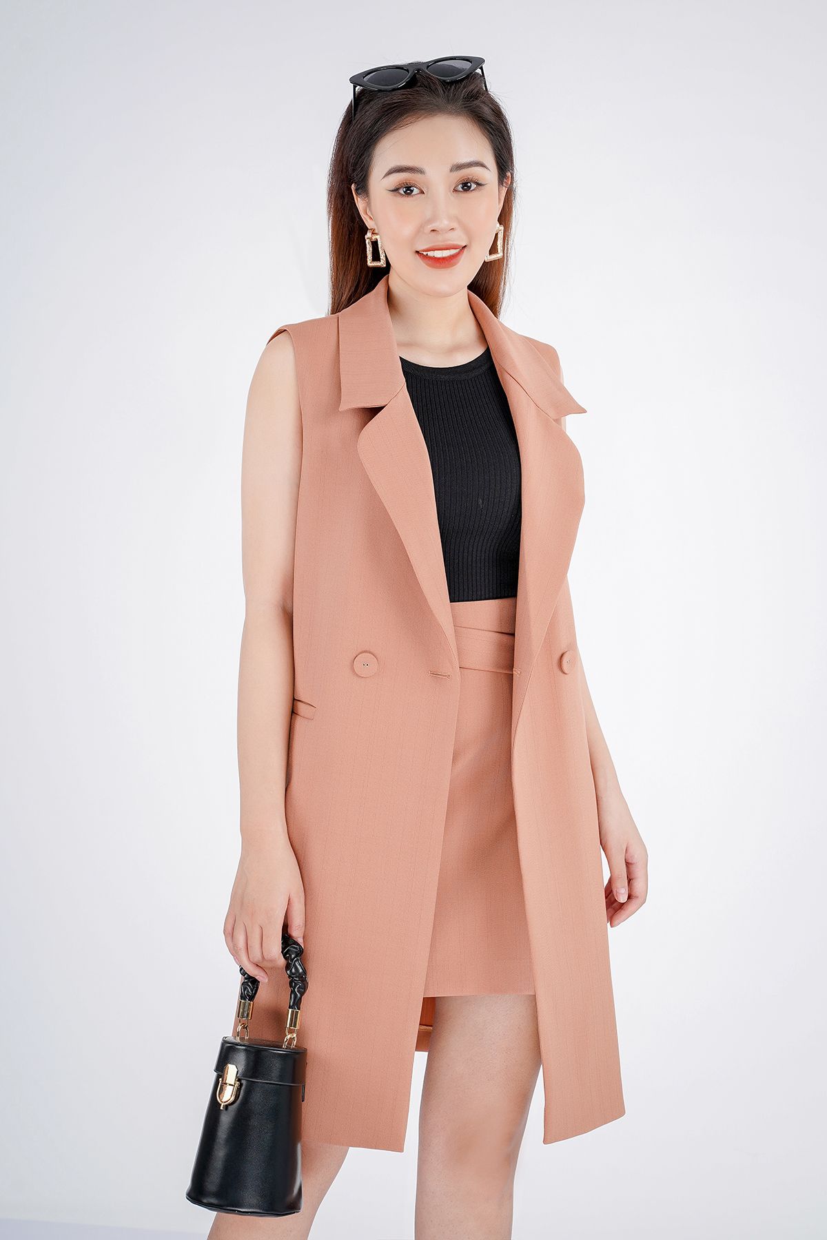 Bộ áo sát nách trung niên kèm áo khoác ngoài  Hanyza Store
