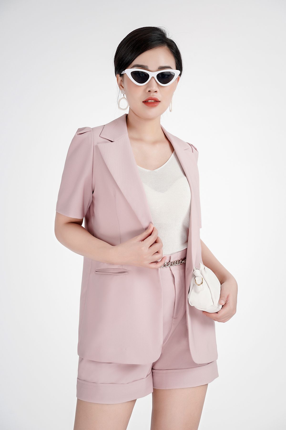 BQN35047 - Quần ngắn chất liệu thô chun cạp cao - PANTIO