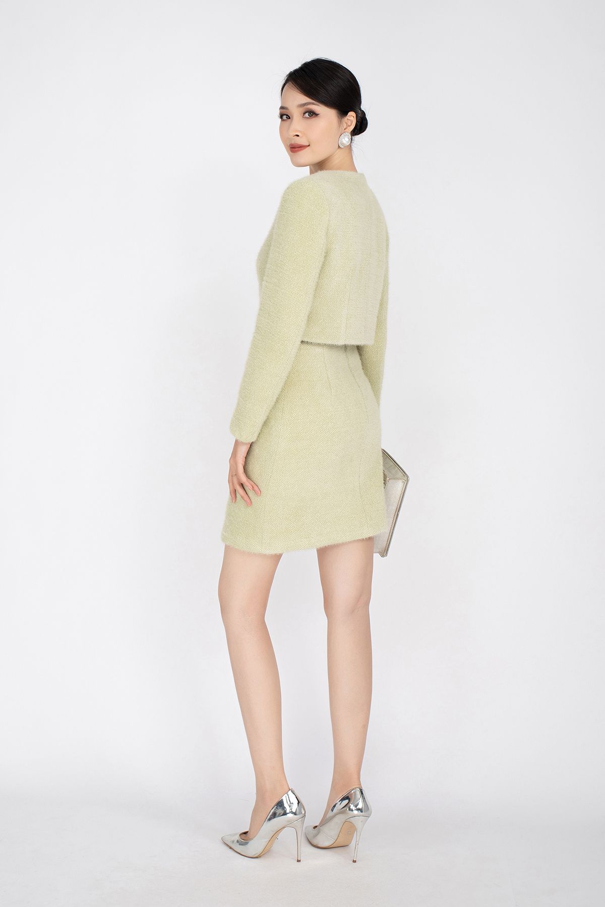 Chân váy ngắn chất liệu dạ len dáng chữ A BJN92550 - PANTIO