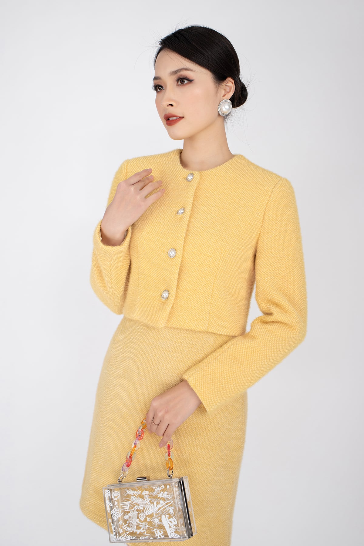 BJN92550 - Chân váy ngắn chất liệu dạ len dáng chữ A - PANTIO