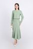 BKM93208 - tylekeo8888 công sở vải dạ dáng lửng cổ tròn tay bồng nhẹ cài khuy đá thân trước - tỷ lệ kèo 8899