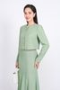 BKM93208 - tylekeo8888 công sở vải dạ dáng lửng cổ tròn tay bồng nhẹ cài khuy đá thân trước - tỷ lệ kèo 8899