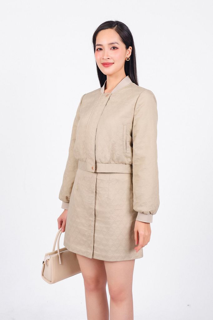 BKM93213 - Áo khoác kiểu công sở vải gió trần bông bo gấu tay chun cài khuy thân trước - PANTIO