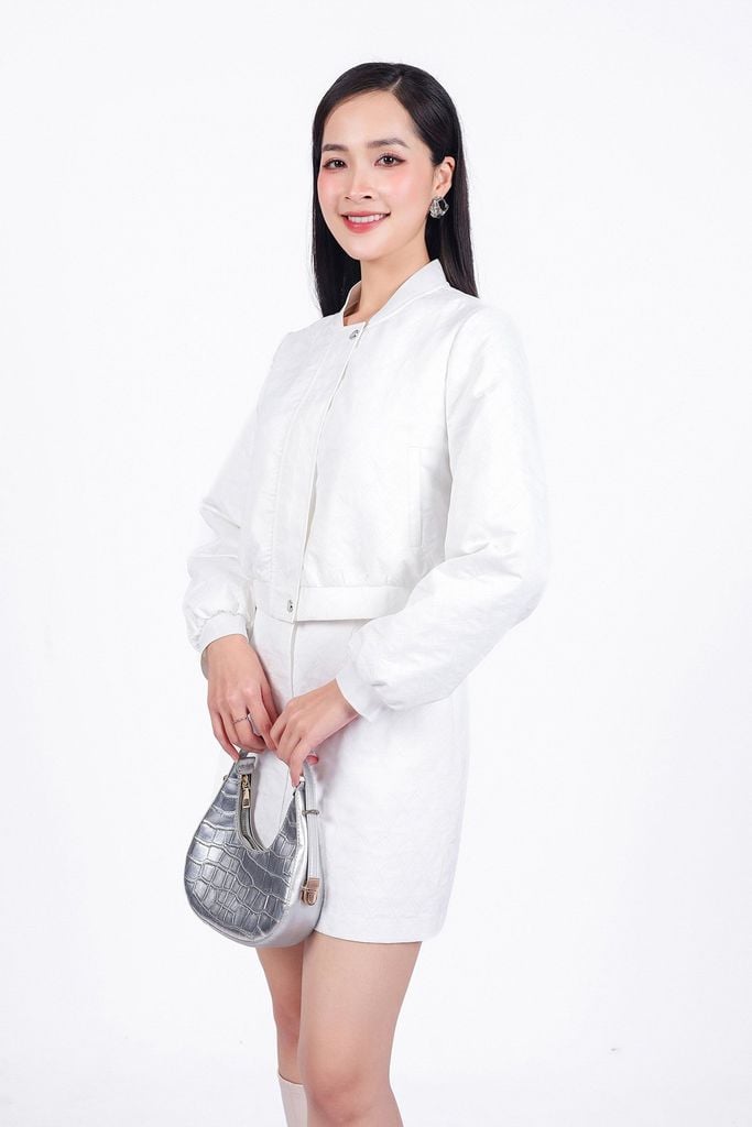 BJN93213 - Chân váy ngắn vải trần bông có lớp lót habutai dáng suông khoá thân sau - PANTIO