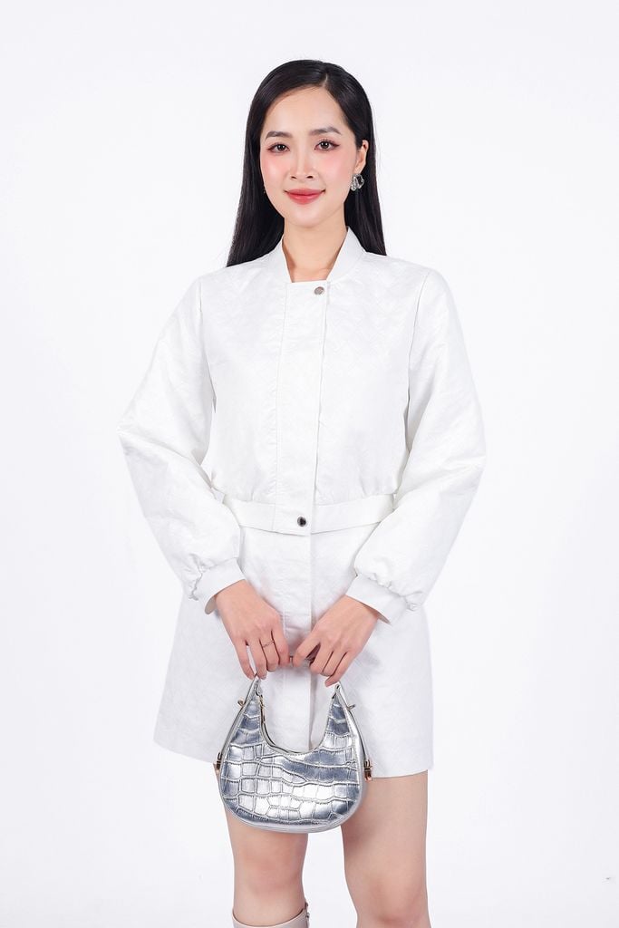 BJN93213 - Chân váy ngắn vải trần bông có lớp lót habutai dáng suông khoá thân sau - PANTIO