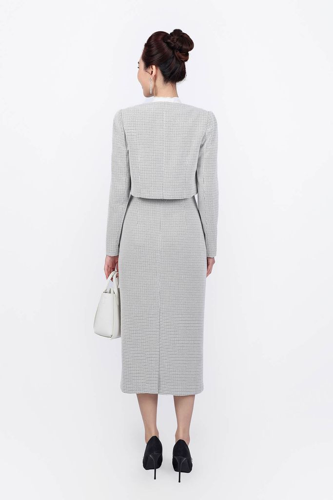 BJD93229 - Chân váy dài vải dạ dáng suông đính đá tạo kiểu khoá thân sau - PANTIO