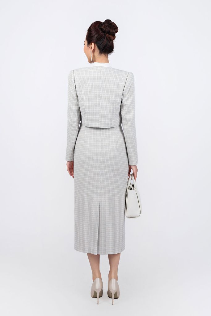 BJD93229 - Chân váy dài vải dạ dáng suông đính đá tạo kiểu khoá thân sau - PANTIO