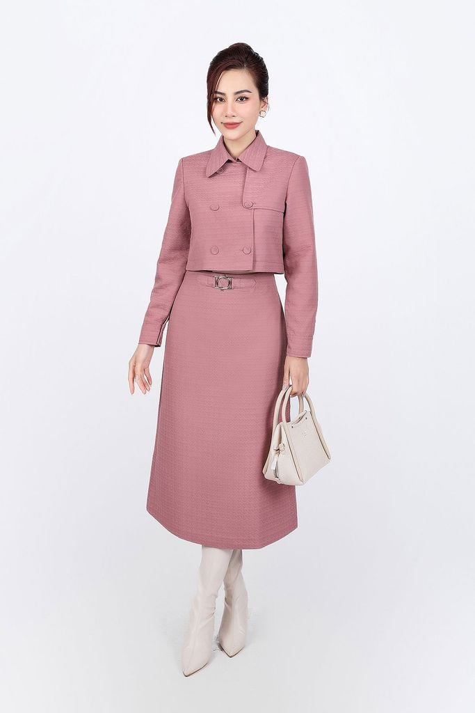 BJD93366 - Chân váy dài dáng suông vải gió cạp phối kim loại tạo kiểu - PANTIO