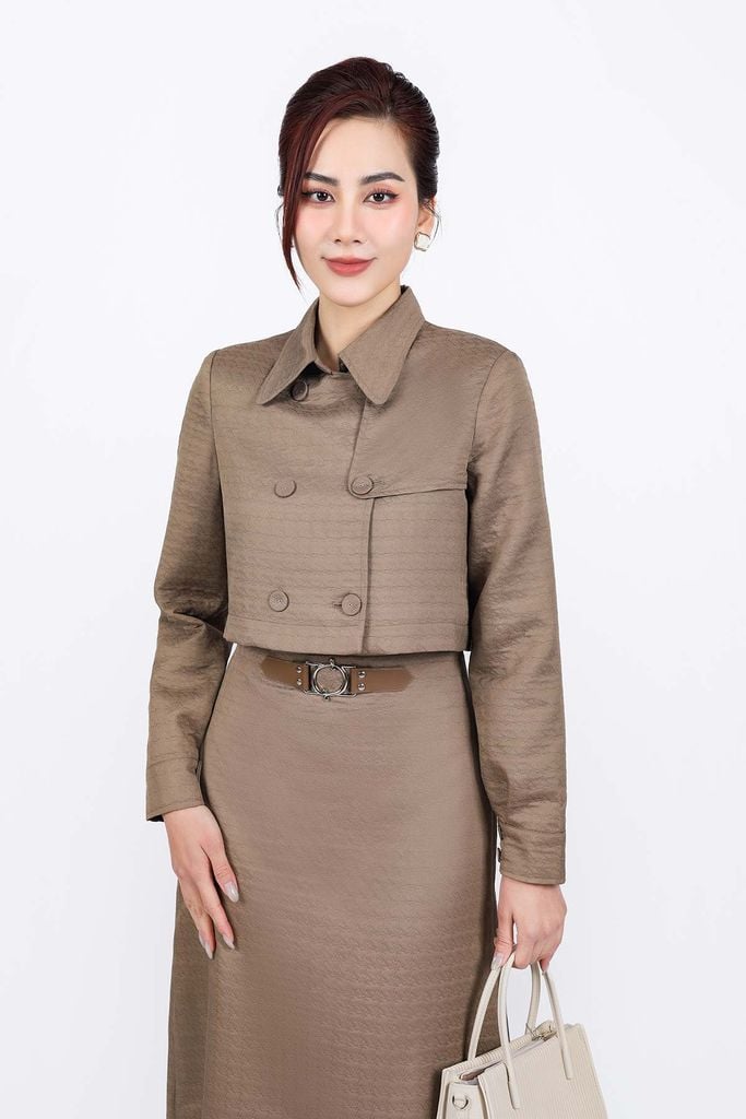 BJD93366 - Chân váy dài dáng suông vải gió cạp phối kim loại tạo kiểu - PANTIO