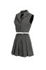 BJN93406 - Chân váy dáng xòe ngắn, cạp rời, xếp ly to, khóa sườn - JAN.