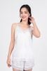 BMN3072 - Bộ mặc nhà vải lụa satin cao cấp dáng suông phối viền ren tạo kiểu - PANTIO