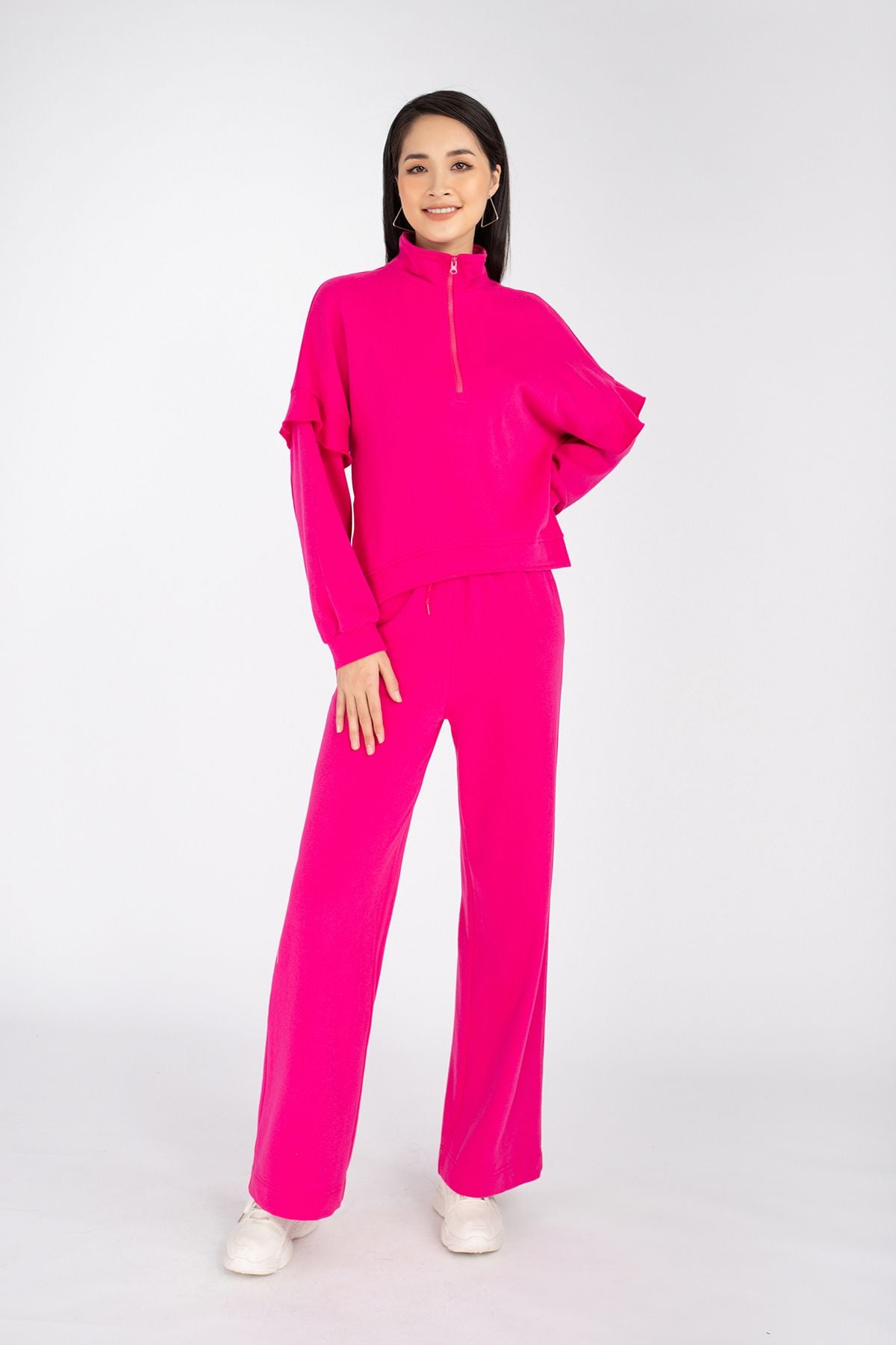 BMN7057 - Bộ đồ ngủ chất liệu len dáng suông cao cổ dài tay, quần cạp chun - PANTIO