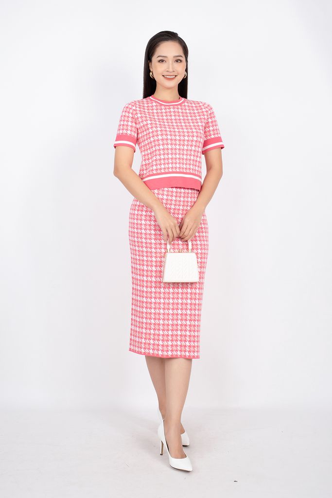 BJO250 - Chân váy midi vải len sợi dáng bút chì cạp chun dài qua gối - PANTIO