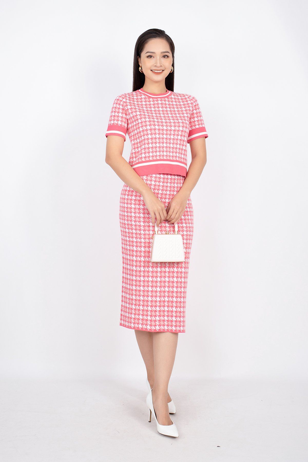 BJO250 - Chân váy midi vải len sợi dáng bút chì cạp chun dài qua gối - PANTIO