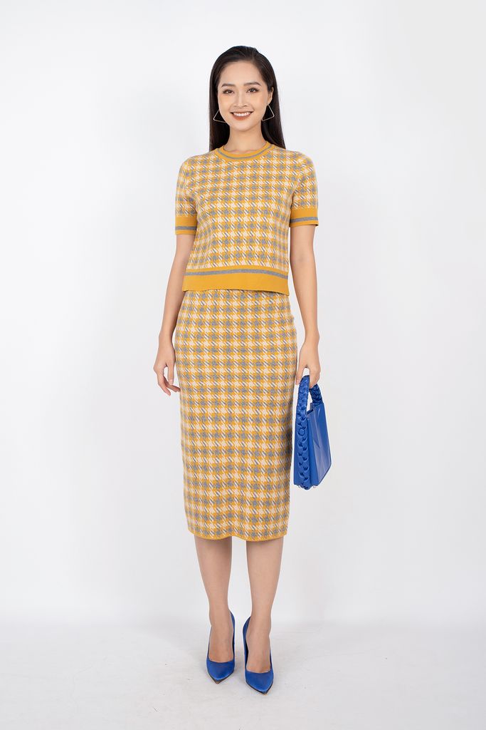 BJO250 - Chân váy midi vải len sợi dáng bút chì cạp chun dài qua gối - PANTIO