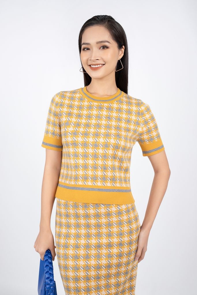 BJO250 - Chân váy midi vải len sợi dáng bút chì cạp chun dài qua gối - PANTIO