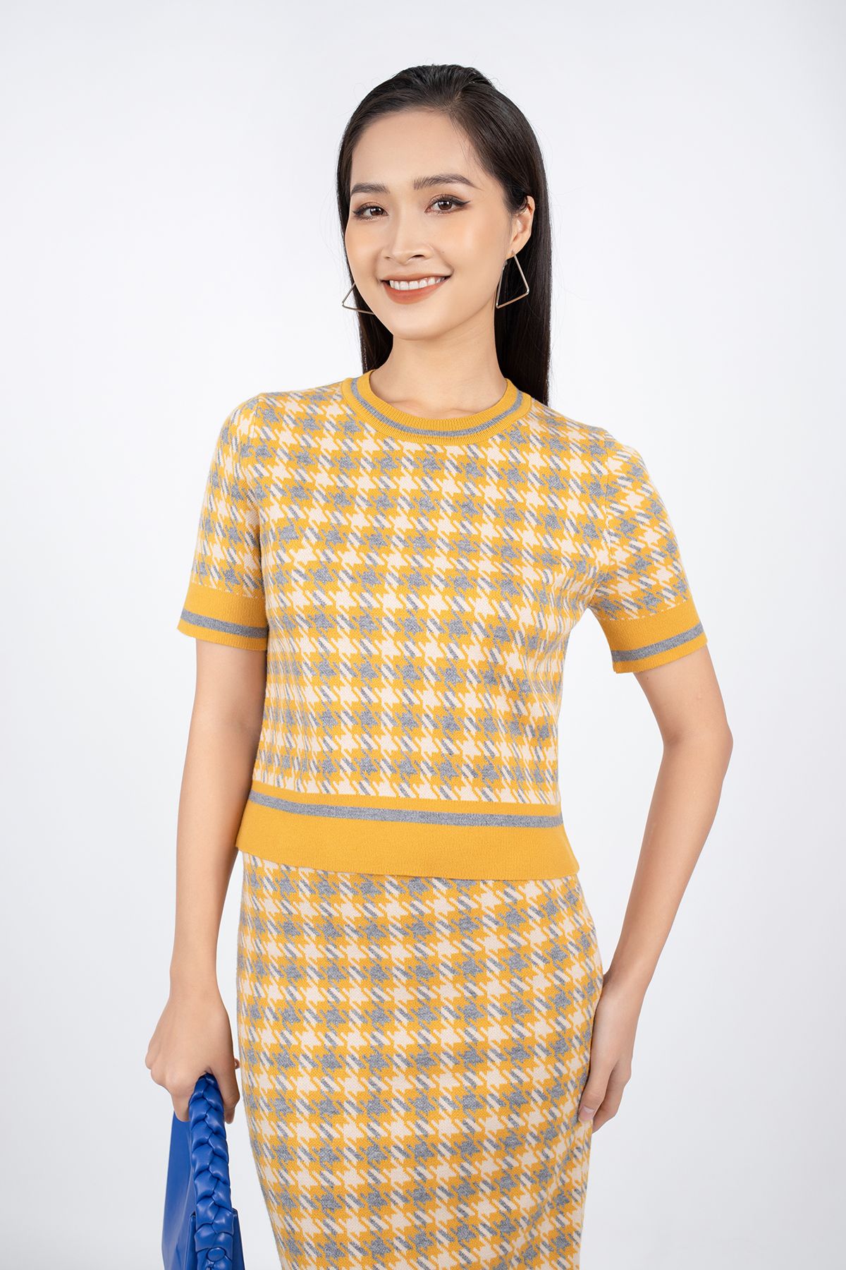 BJO250 - Chân váy midi vải len sợi dáng bút chì cạp chun dài qua gối - PANTIO