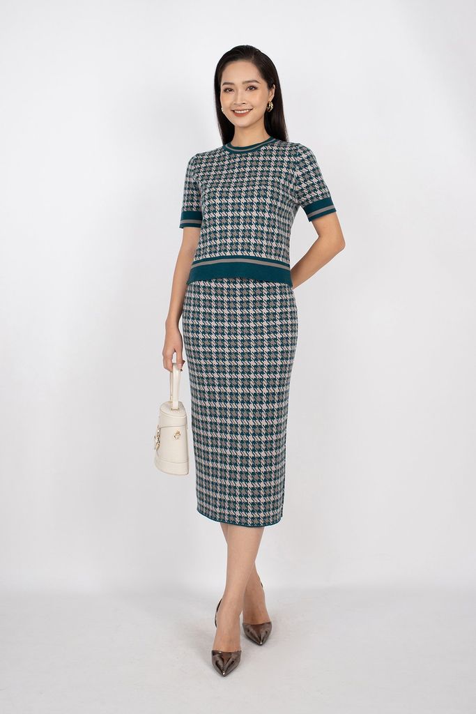 BJO250 - Chân váy midi vải len sợi dáng bút chì cạp chun dài qua gối - PANTIO