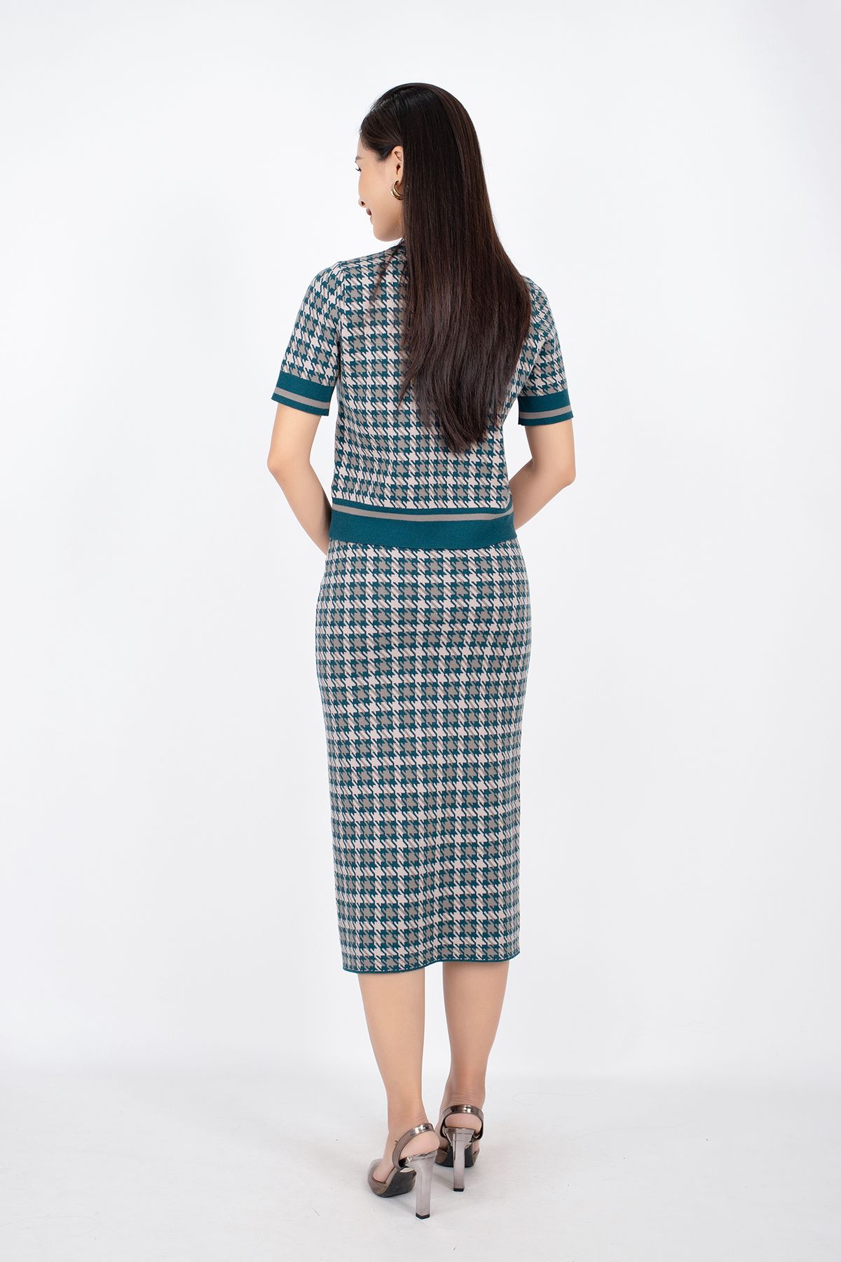 BJO250 - Chân váy midi vải len sợi dáng bút chì cạp chun dài qua gối - PANTIO