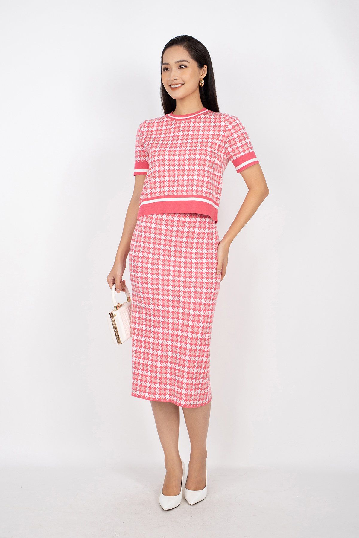 BJO250 - Chân váy midi vải len sợi dáng bút chì cạp chun dài qua gối - PANTIO