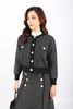 BOL386 - Áo len cardigan cao cấp dáng suông cổ tròn thân pha viền màu tạo kiểu cài cúc ngực phối nẹp túi giả trang trí - PANTIO