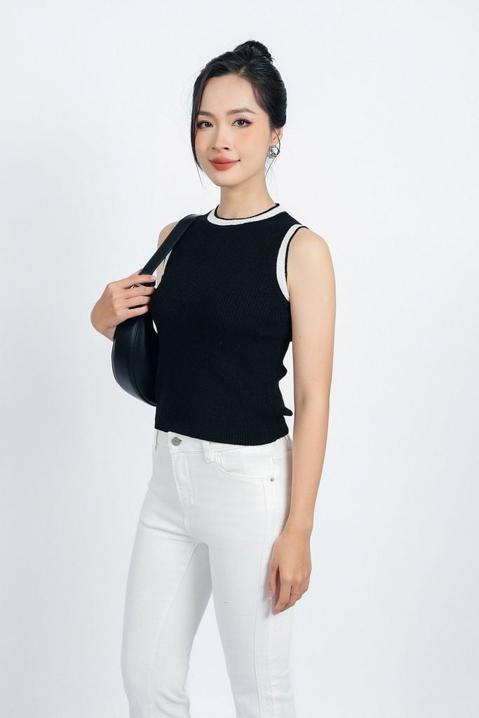 BOL415 - Áo len thời trang cao cấp dáng ôm cổ tròn sát nách - PANTIO