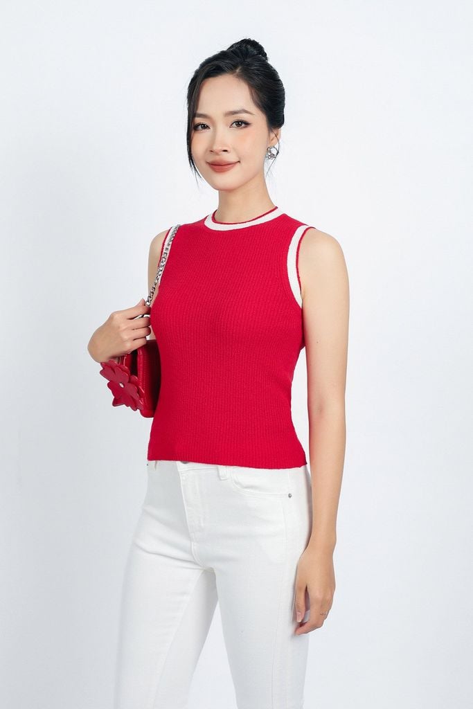 BOL415 - Áo len thời trang cao cấp dáng ôm cổ tròn sát nách - PANTIO