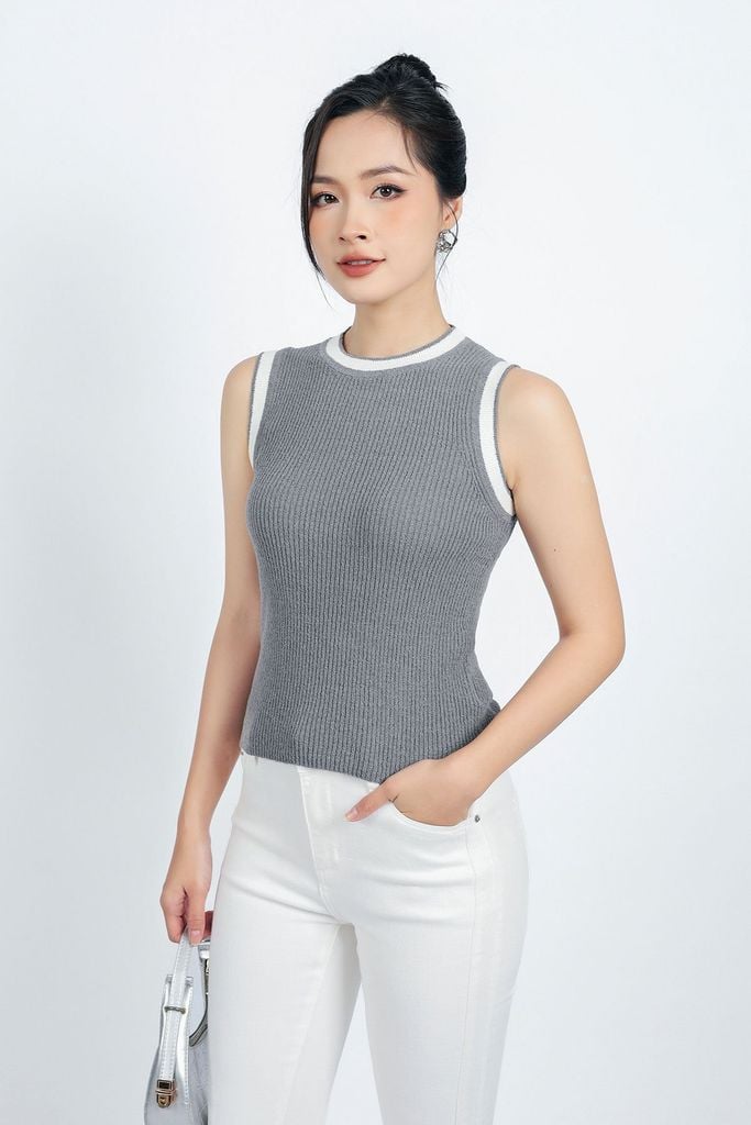 BOL415 - Áo len thời trang cao cấp dáng ôm cổ tròn sát nách - PANTIO