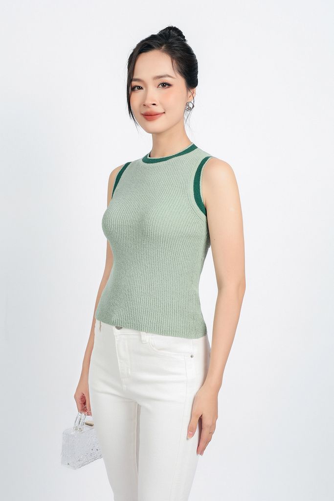 BOL415 - Áo len thời trang cao cấp dáng ôm cổ tròn sát nách - PANTIO