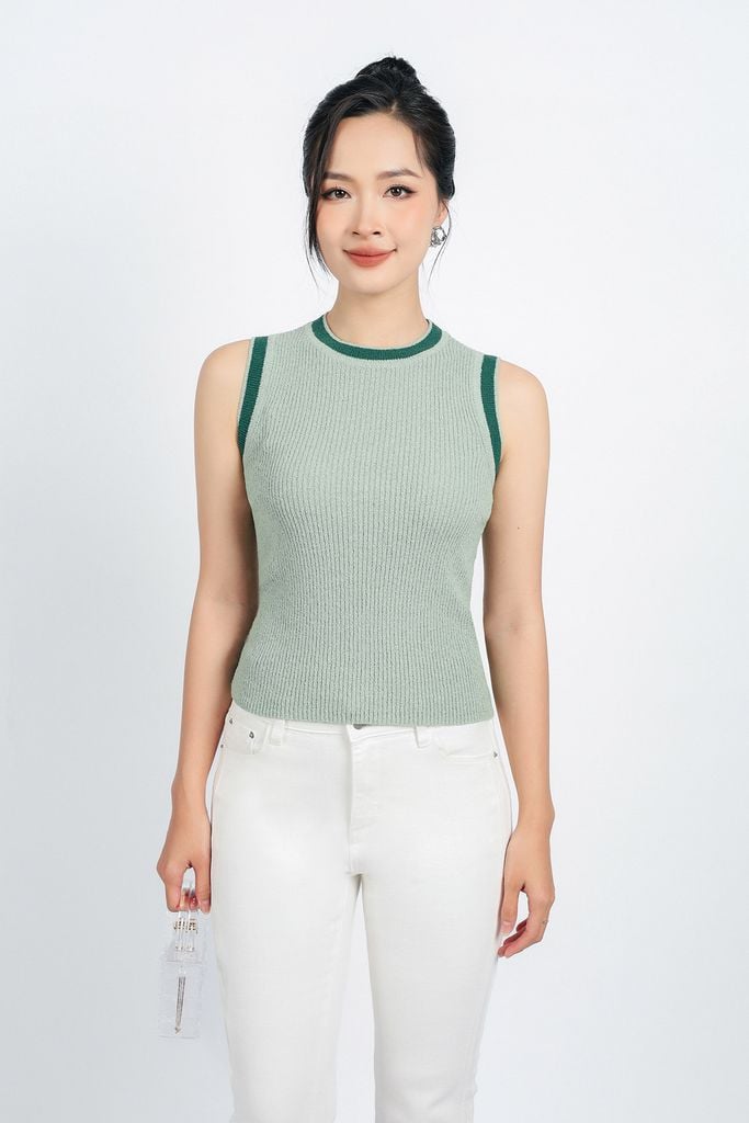 BOL415 - Áo len thời trang cao cấp dáng ôm cổ tròn sát nách - PANTIO