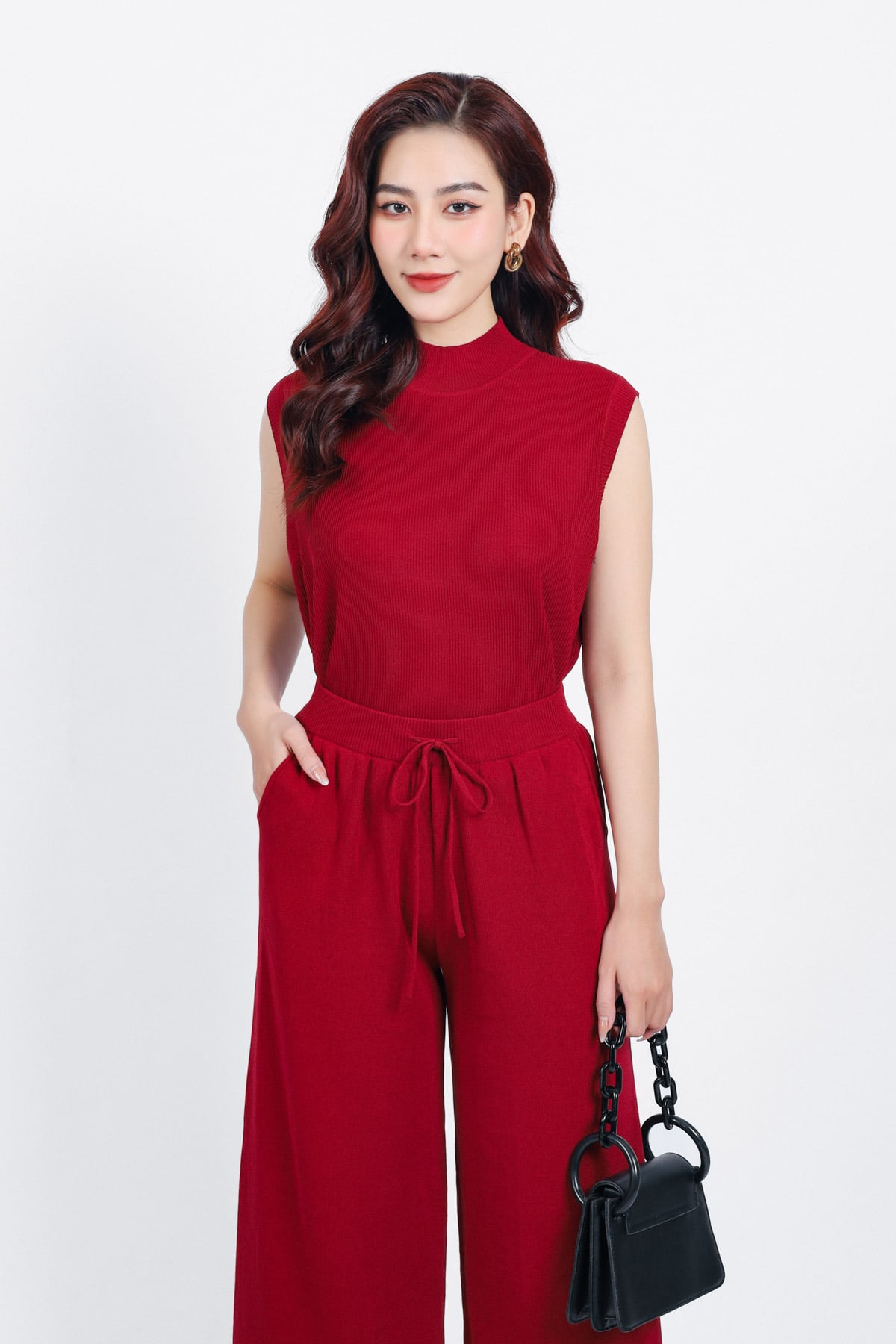 BQO425 - Quần len thời trang cao cấp dáng suông ống rộng cạp chun co giãn phối dây nơ gấu tua rua trang trí - tỷ lệ kèo 8899