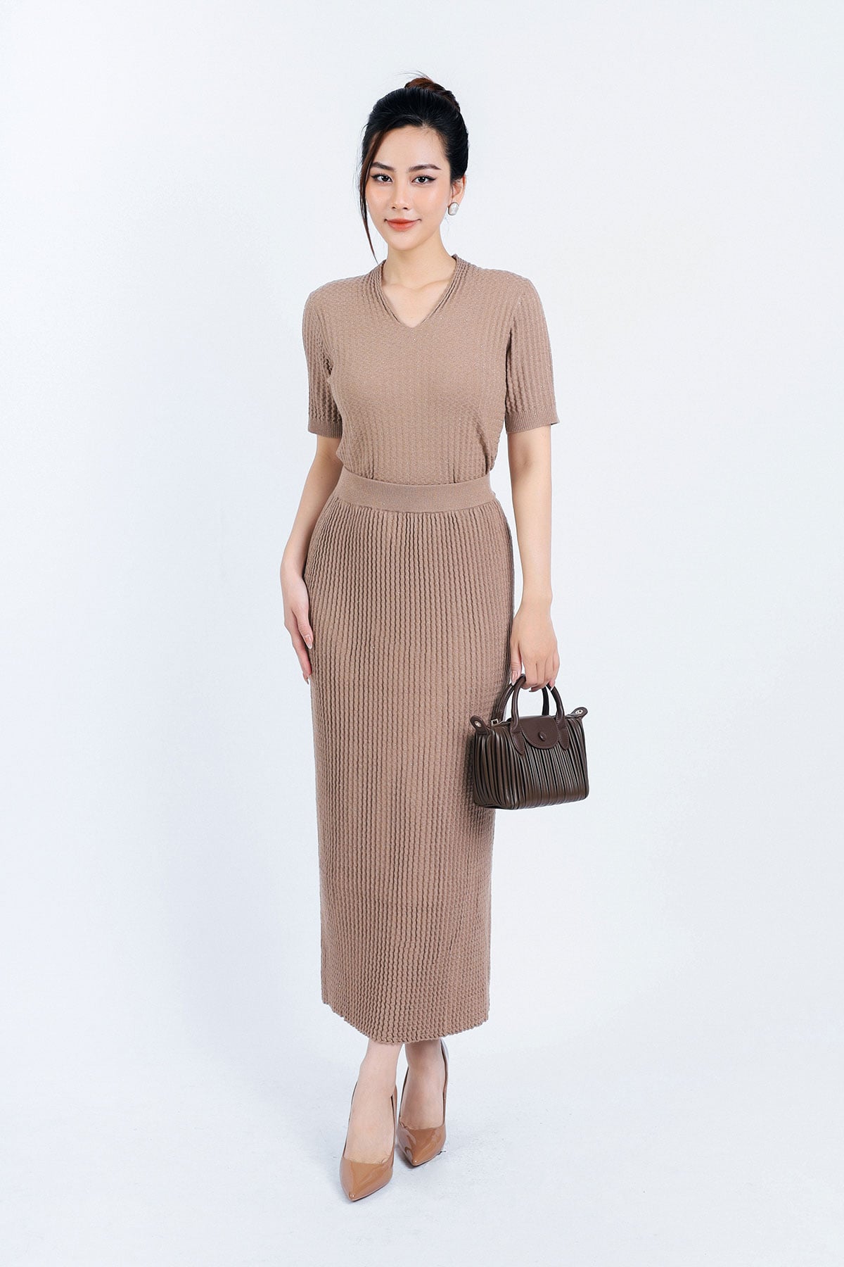 BJO446 - Chân váy len thời trang cao cấp dáng suông dài co giãn cạp chun - PANTIO