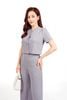 BTT1016 - Bộ thể thao vải nhung thời trang áo dáng lửng cổ tròn tay ngắn + quần dài dáng suông ống đứng thời trang - PANTIO