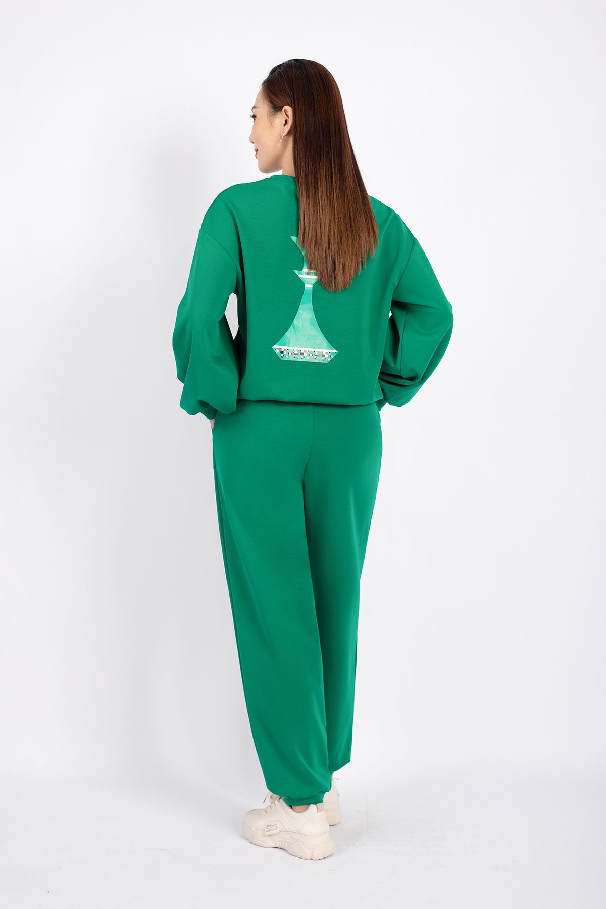 BTT9002 - Bộ thể thao vải cotton áo dáng suông bo cạp phối họa tiết in quần bom bo gấu cạp chun - PANTIO