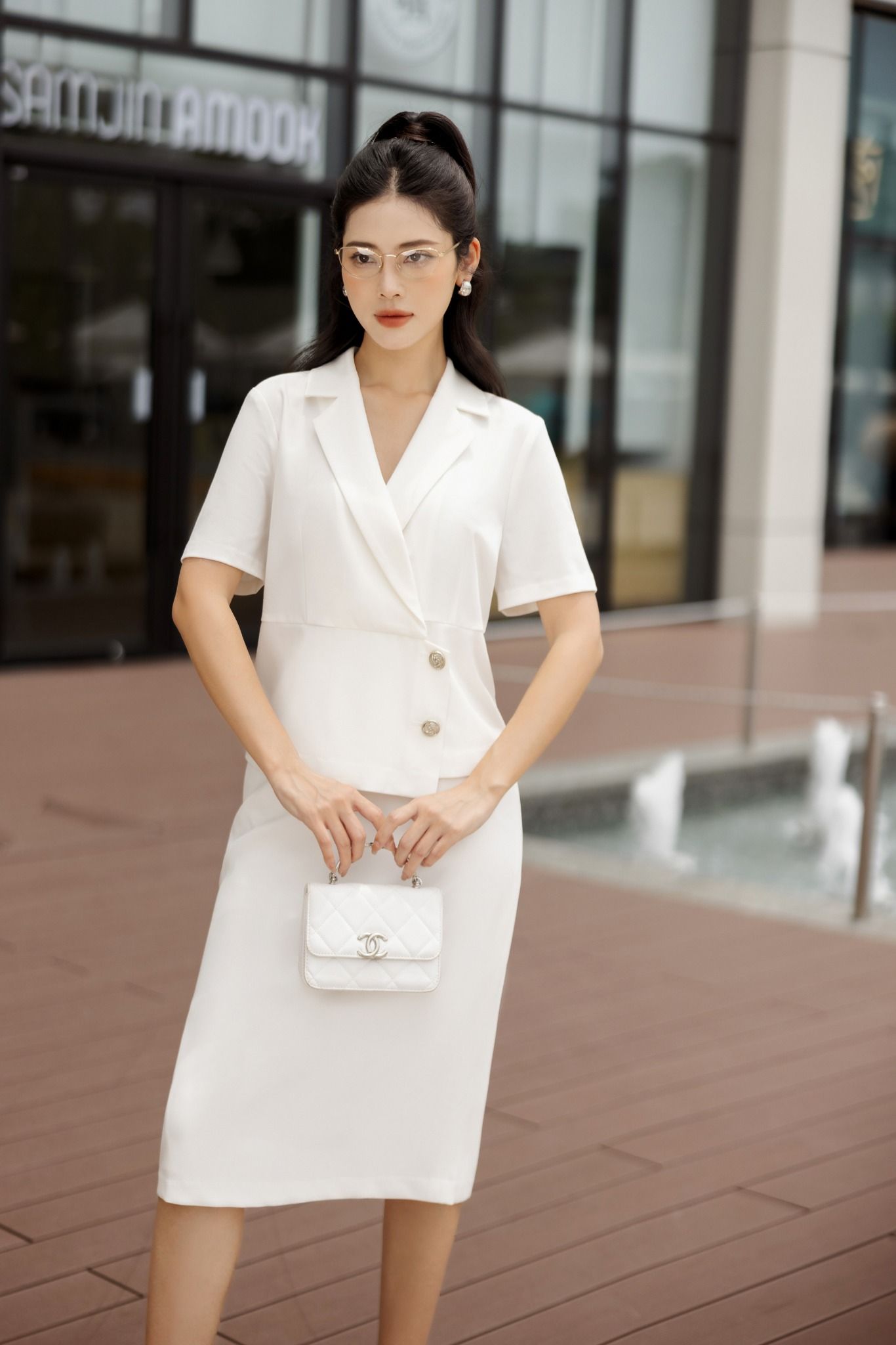 BJD72656 - Chân váy midi công sở vải thô dáng bút chì khóa thân sau dài qua gối - PANTIO